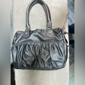 MZ WALLACE Jane Bedford pewter metallic nylon shoulder bags used once. Pockets!!